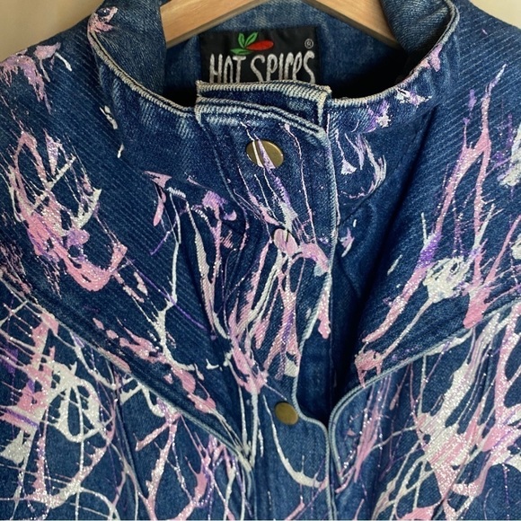 Hot Spices Vintage Sparkle Paint Jean Jacket Sz Med - Picture 4 of 12